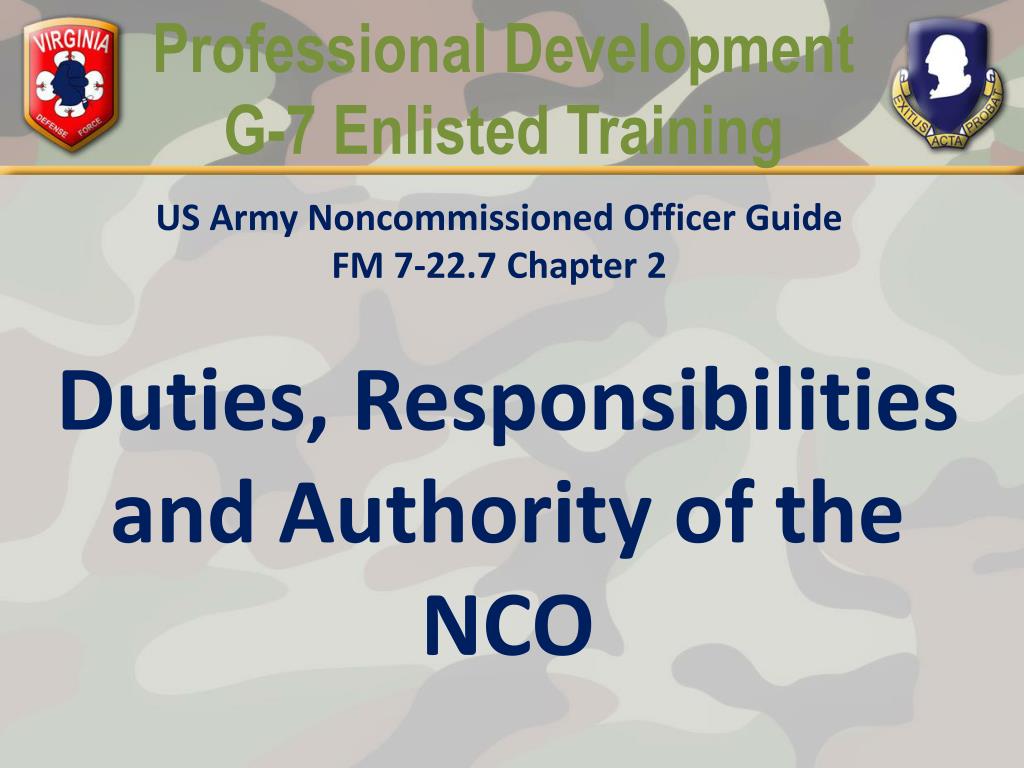 PPT Duties, Responsibilities and Authority of the NCO PowerPoint