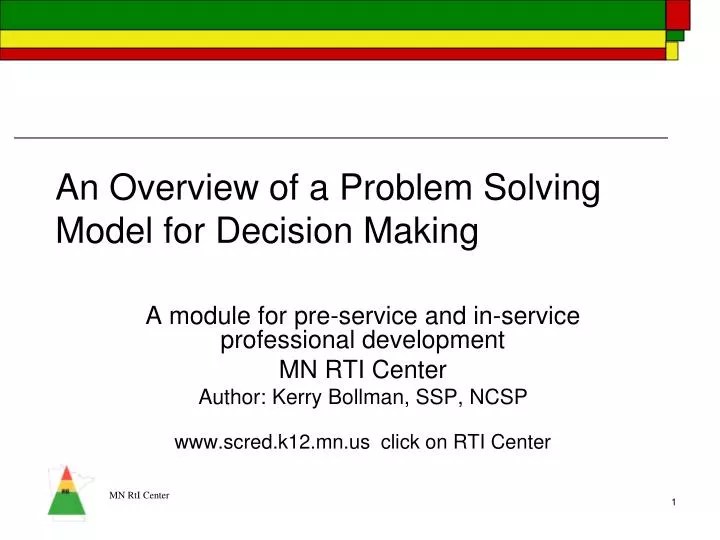 PPT An Overview of a Problem Solving Model for Decision Making