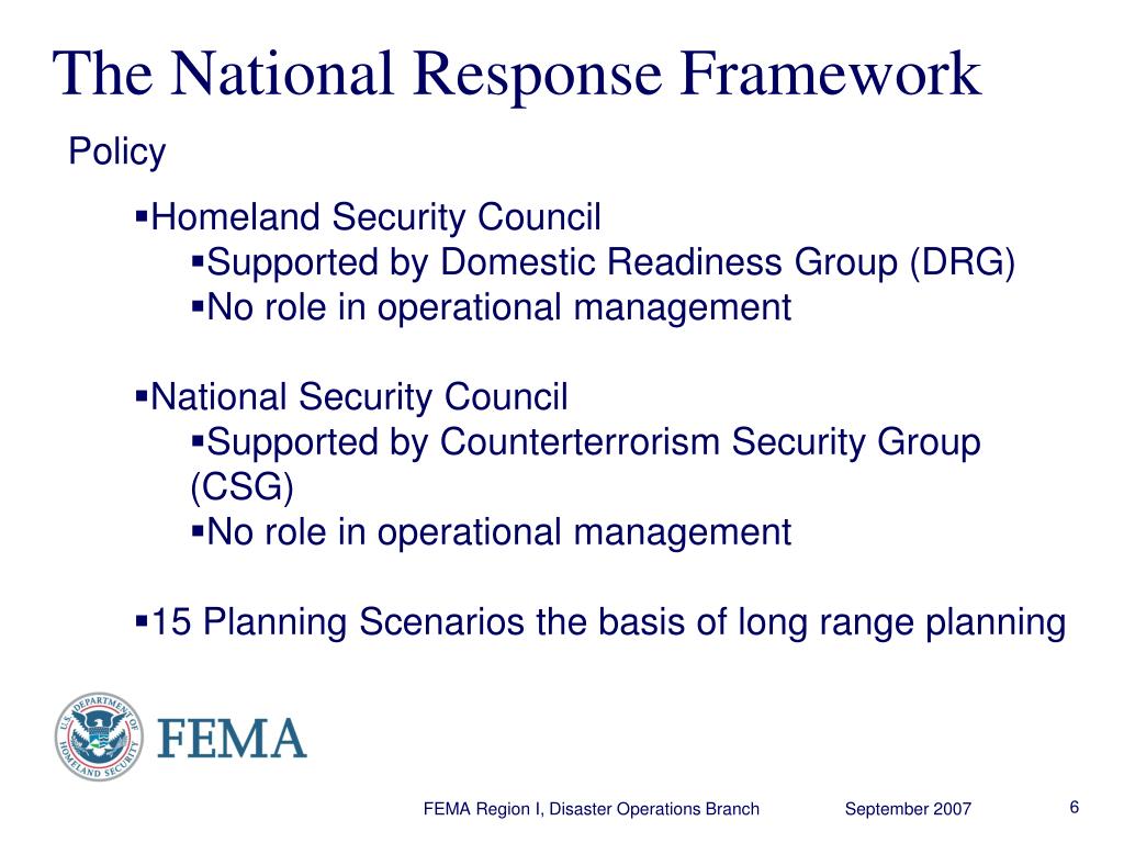 PPT National Response Framework 2007 PowerPoint Presentation, free