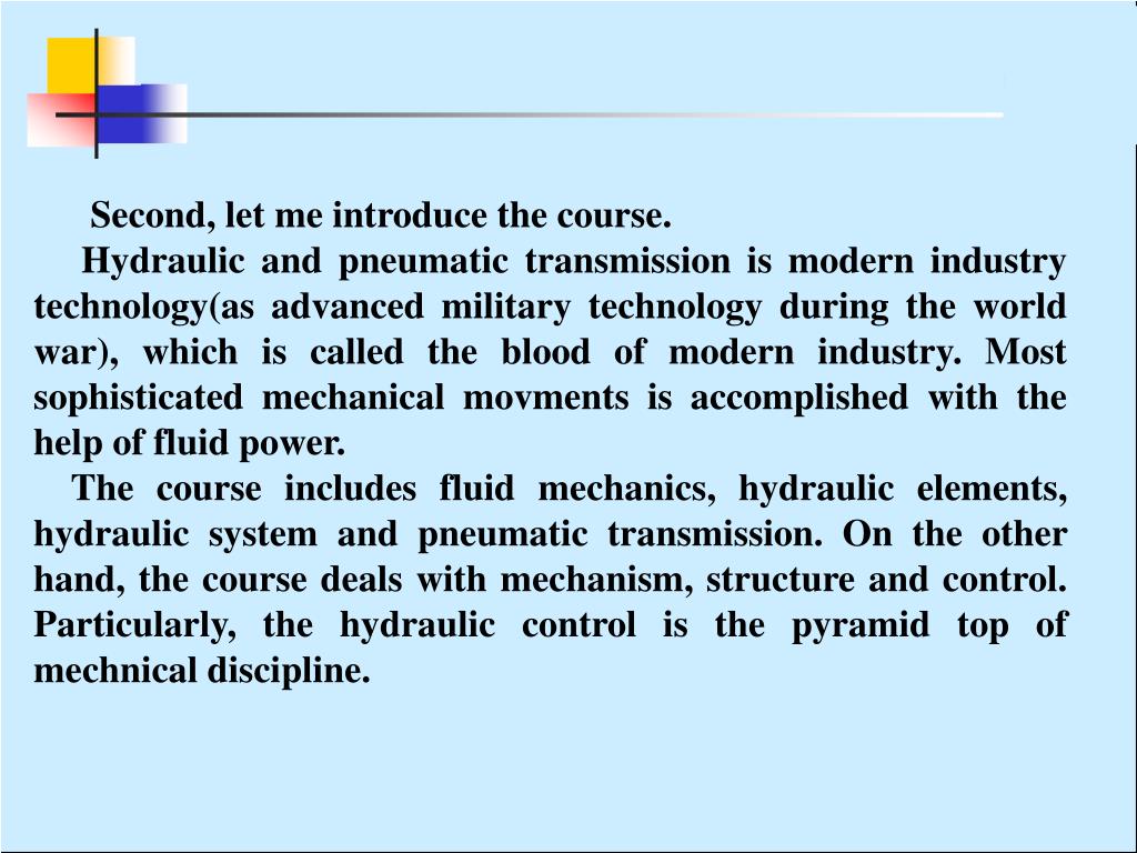PPT Hydraulic and Pneumatic Transmission PowerPoint Presentation