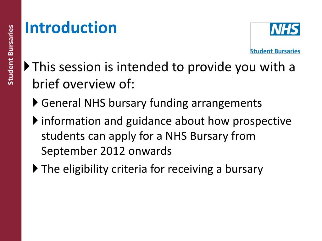 PPT NHS Bursary Overview PowerPoint Presentation, free download ID