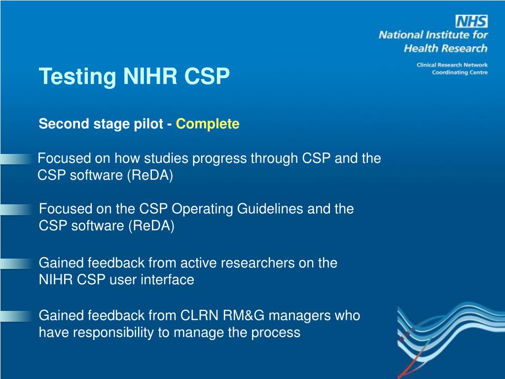 PPT National Institute for Health Research Coordinated System for
