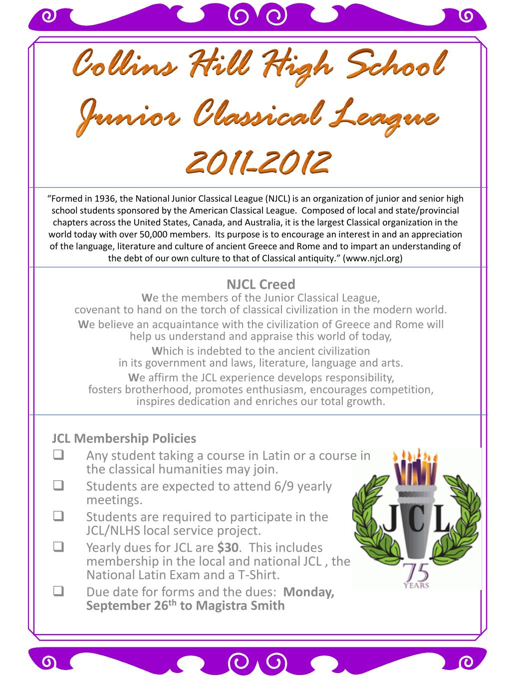 PPT Collins Hill High School Junior Classical League 20112012 PowerPoint Presentation ID