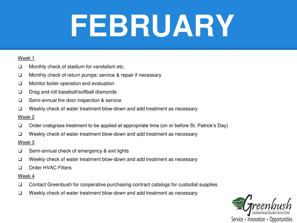 PPT Greenbush School Maintenance Calendar PowerPoint Presentation