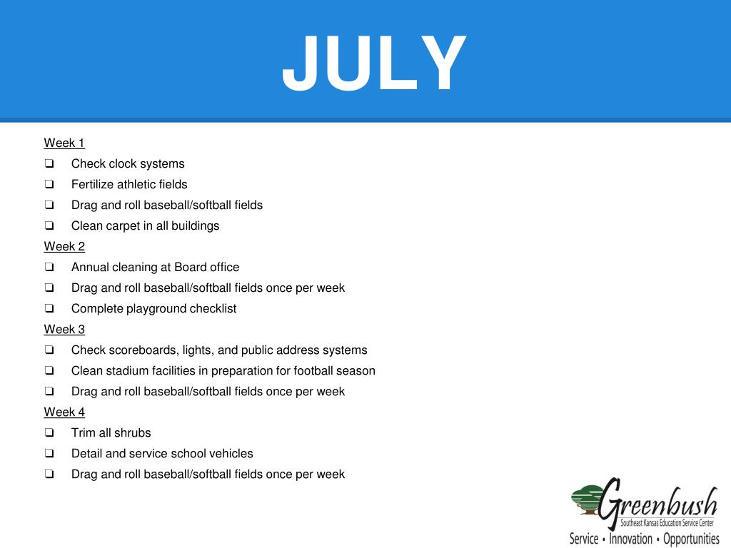 PPT Greenbush School Maintenance Calendar PowerPoint Presentation