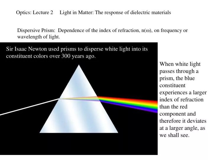PPT Optics Lecture 2 Light in Matter The response of dielectric