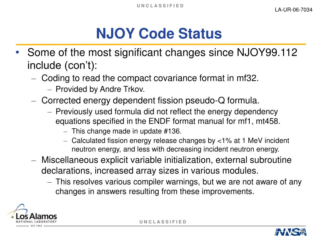 PPT NJOY Code Status PowerPoint Presentation, free download ID4448378