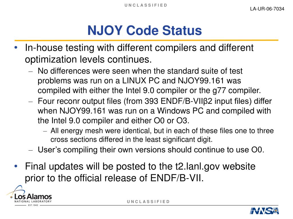 PPT NJOY Code Status PowerPoint Presentation, free download ID4448378