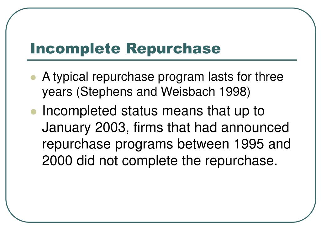 PPT The Credibility of Stock Repurchase Signals PowerPoint