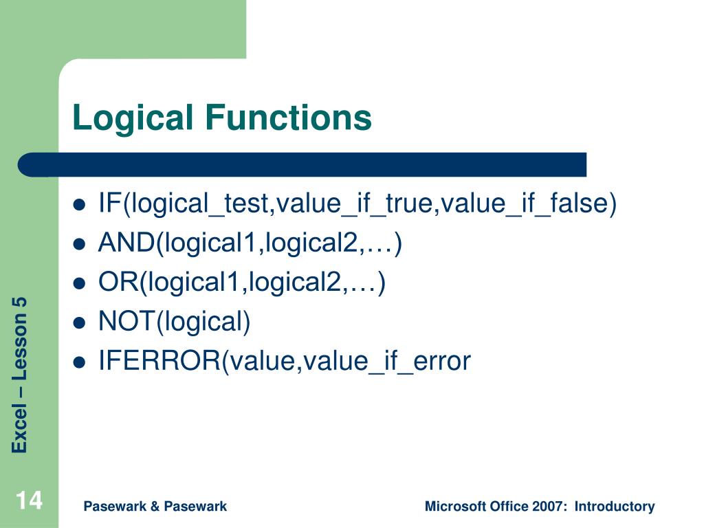 PPT Excel Lesson 5 Using Functions PowerPoint Presentation, free