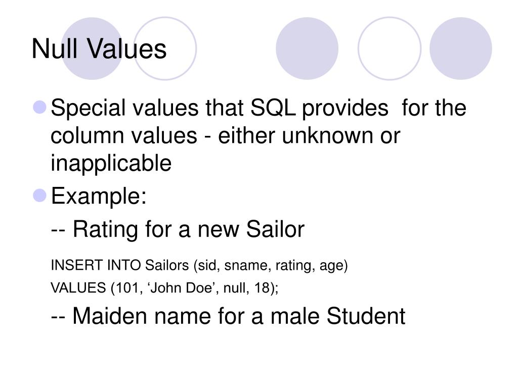 PPT NULL Values in SQL PowerPoint Presentation, free download ID4471710