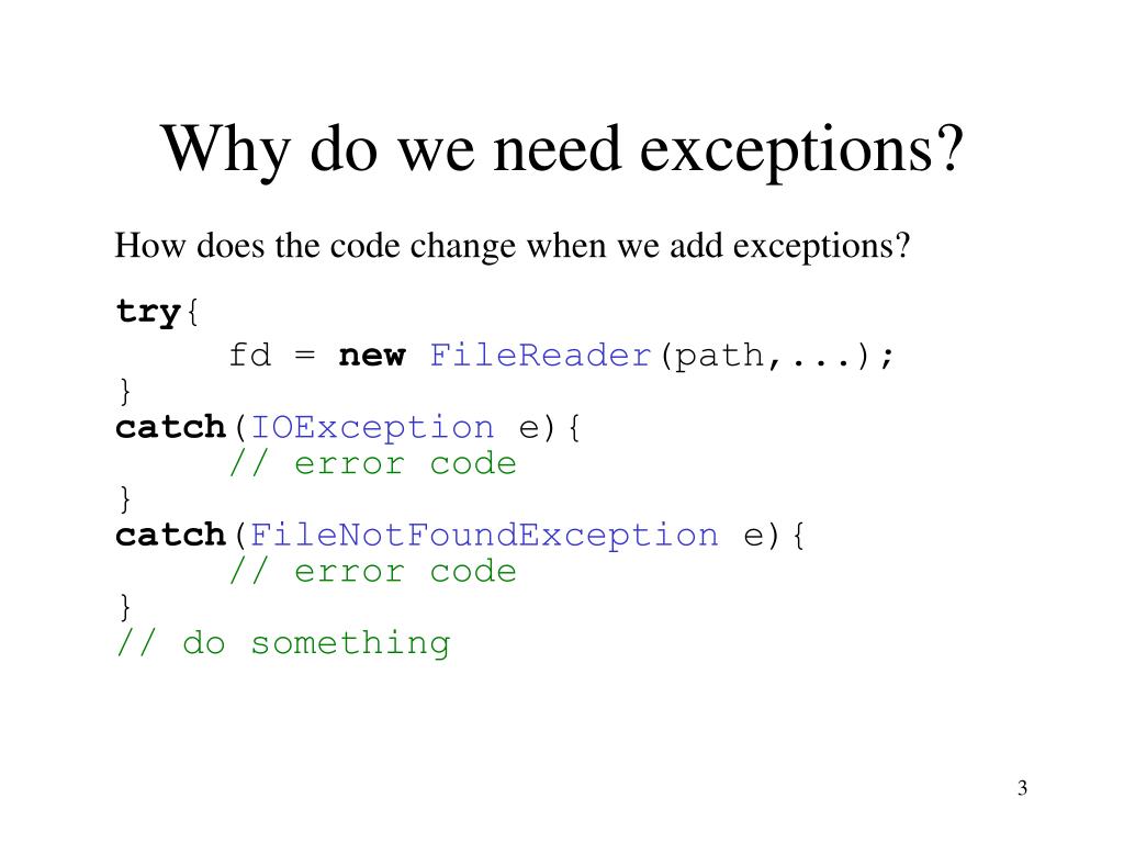 PPT Why do we need exceptions? PowerPoint Presentation, free download