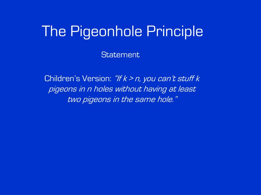 PPT The Pigeonhole Principle PowerPoint Presentation, free download