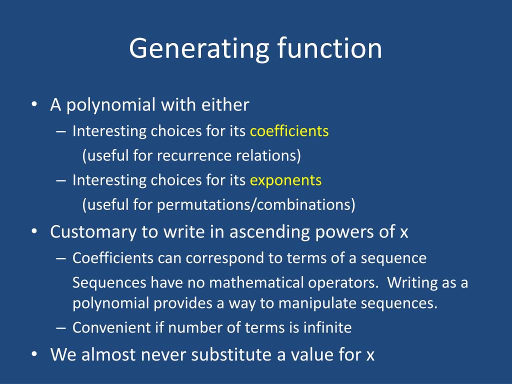 PPT Generating Functions PowerPoint Presentation, free download ID