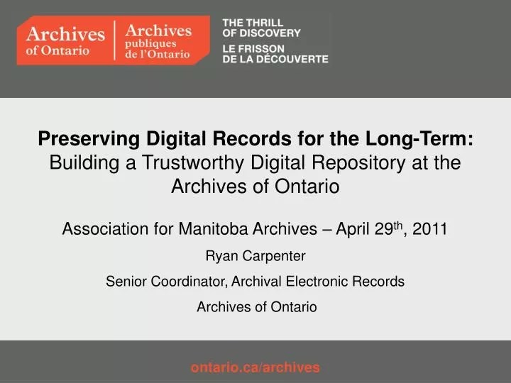 PPT ontario/archives PowerPoint Presentation, free download ID4480019
