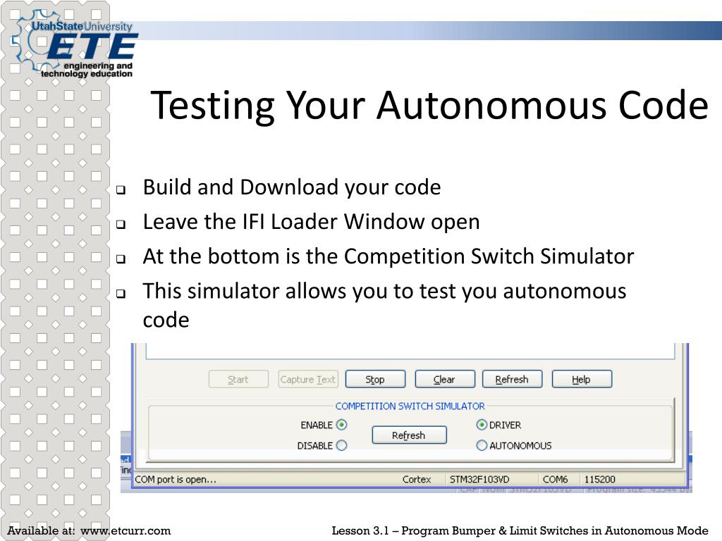 PPT Program bumper & limit switches in autonomous mode PowerPoint