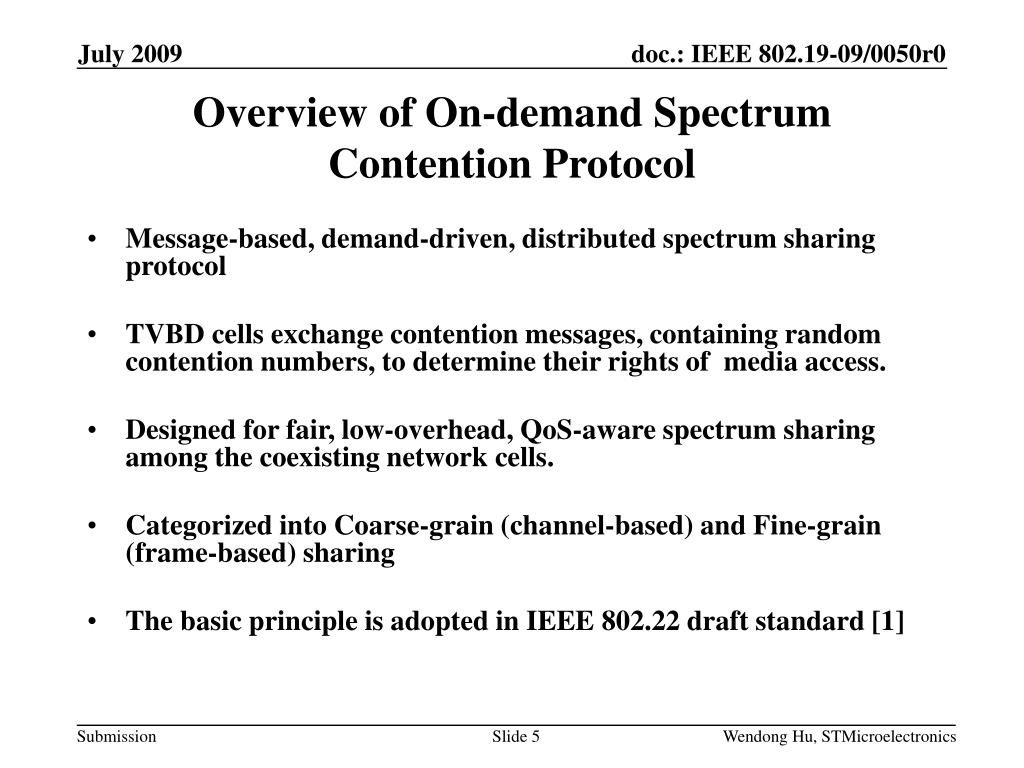 PPT Ondemand spectrum contention a scalable and fair spectrum