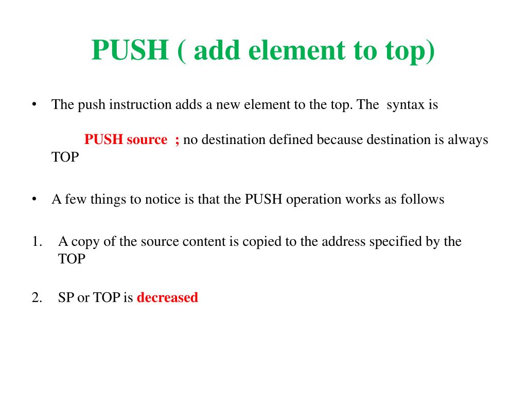 PPT PUSH and POP Instruction PowerPoint Presentation, free download