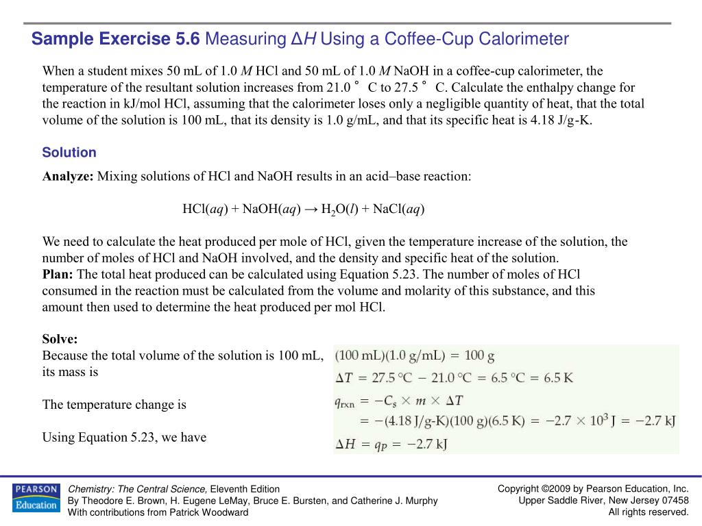 PPT Sample Exercise 5.4 Relating Δ H to Quantities of Reactants and