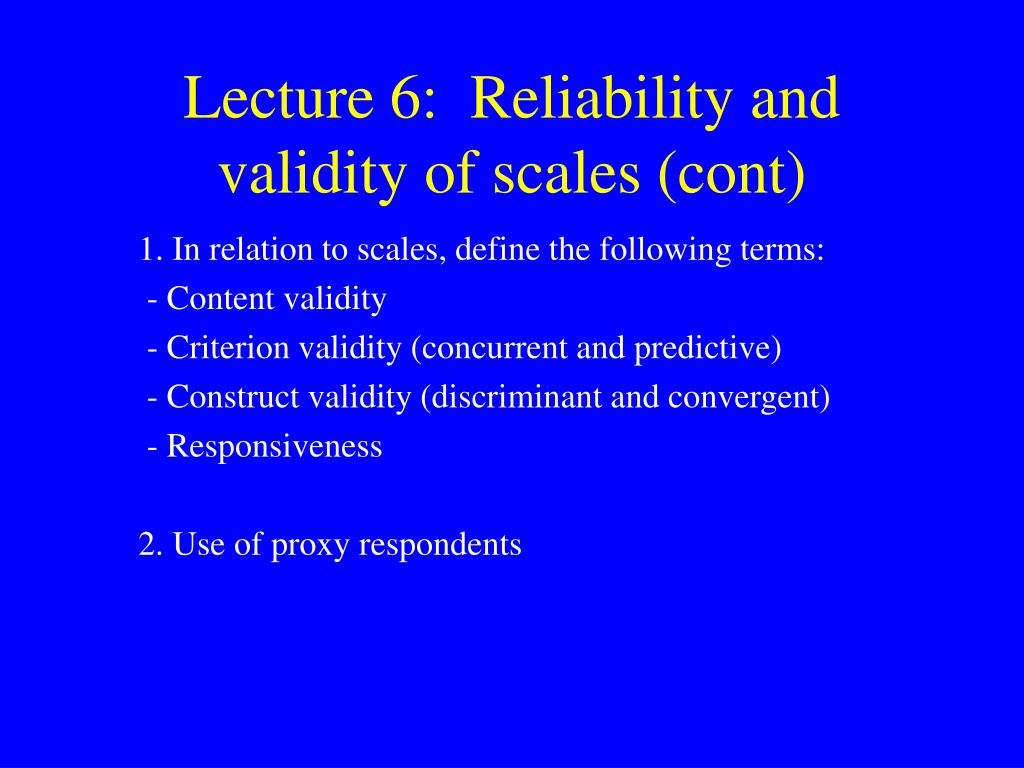 PPT Lecture 6 Reliability and validity of scales (cont) PowerPoint Presentation ID4493835