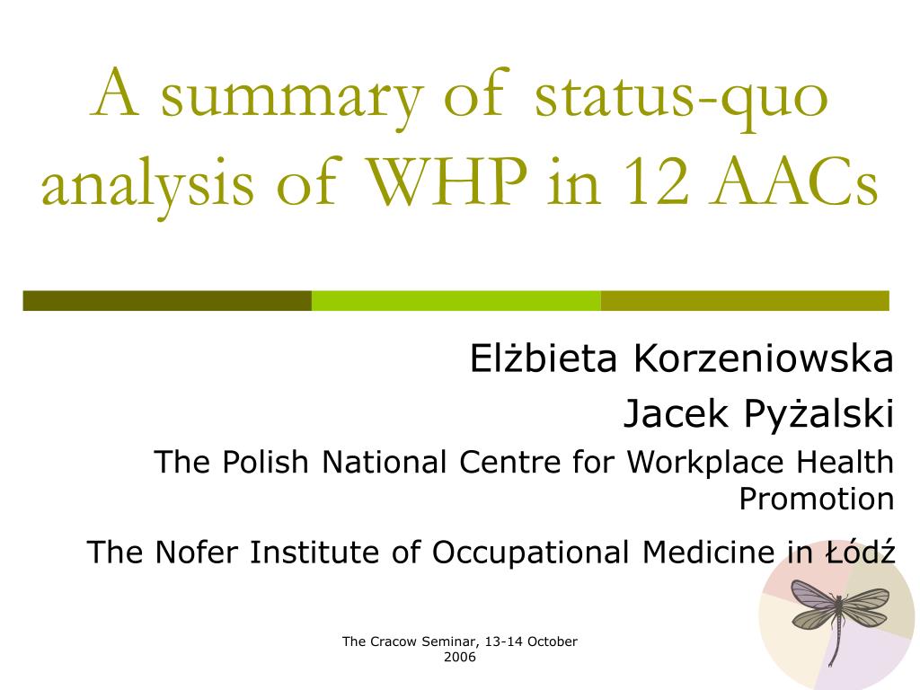 PPT A summary of statusquo analysis of WHP in 12 AACs PowerPoint