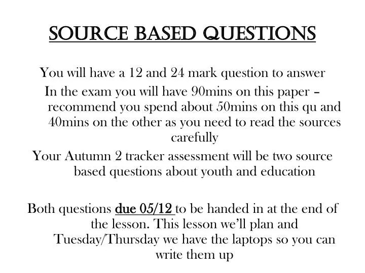 PPT Source based questions PowerPoint Presentation, free download