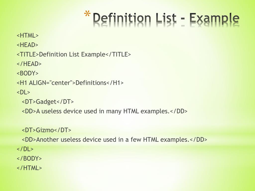 PPT HTML Lists PowerPoint Presentation, free download ID4502216
