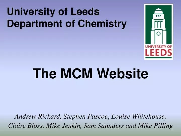 PPT University of Leeds Department of Chemistry PowerPoint