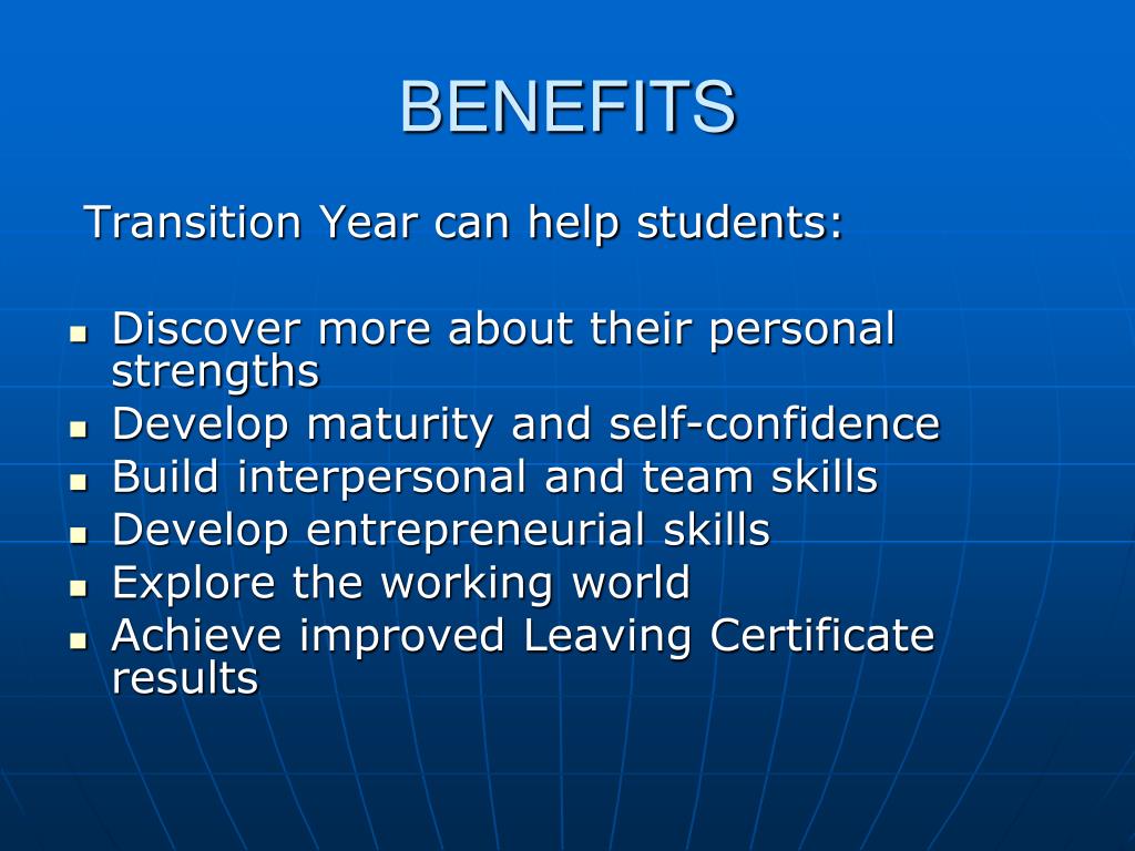PPT THE TRANSITION YEAR PROGRAMME PowerPoint