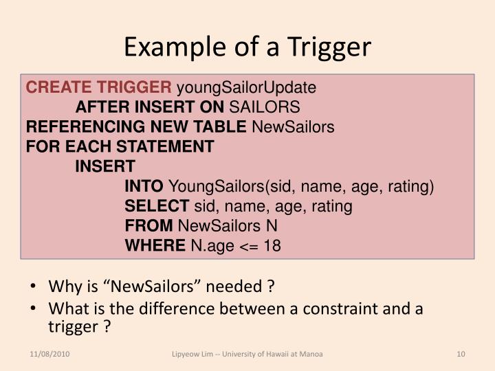 PPT ICS 321 Fall 2010 Constraints, Triggers, Views & Indexes