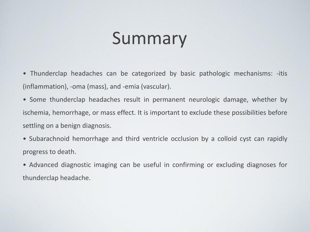 PPT The differential for thunderclap headaches PowerPoint