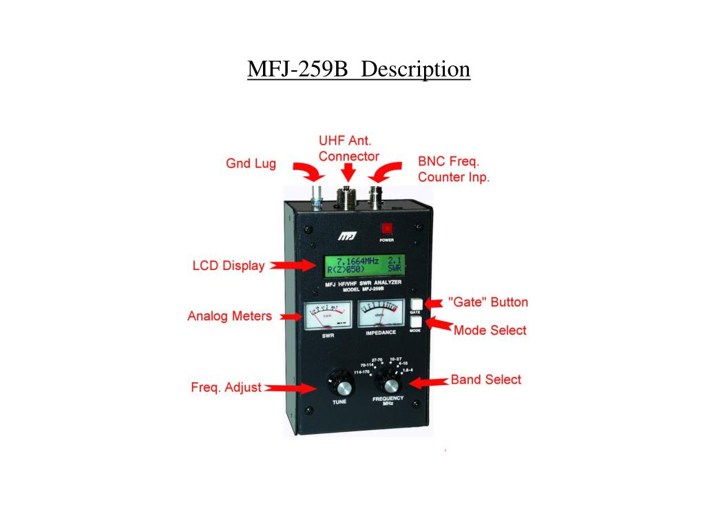 PPT - Care Use and Feeding of a MFJ-259B Antenna Analyzer PowerPoint