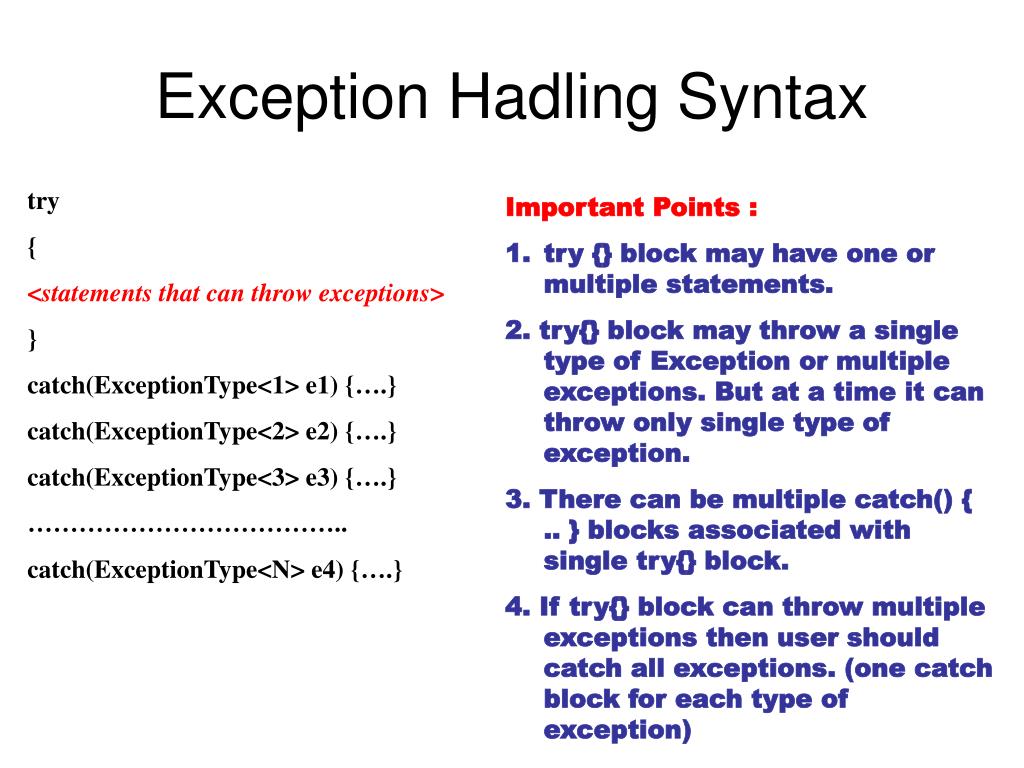 PPT EXCEPTIONS IN JAVA PowerPoint Presentation, free download ID