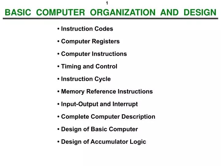 PPT BASIC COMPUTER ORGANIZATION AND DESIGN PowerPoint Presentation