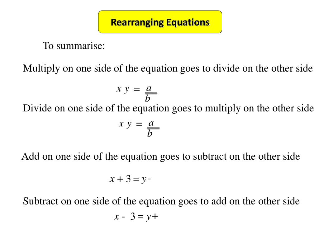 PPT Rearranging Equations PowerPoint Presentation, free download ID