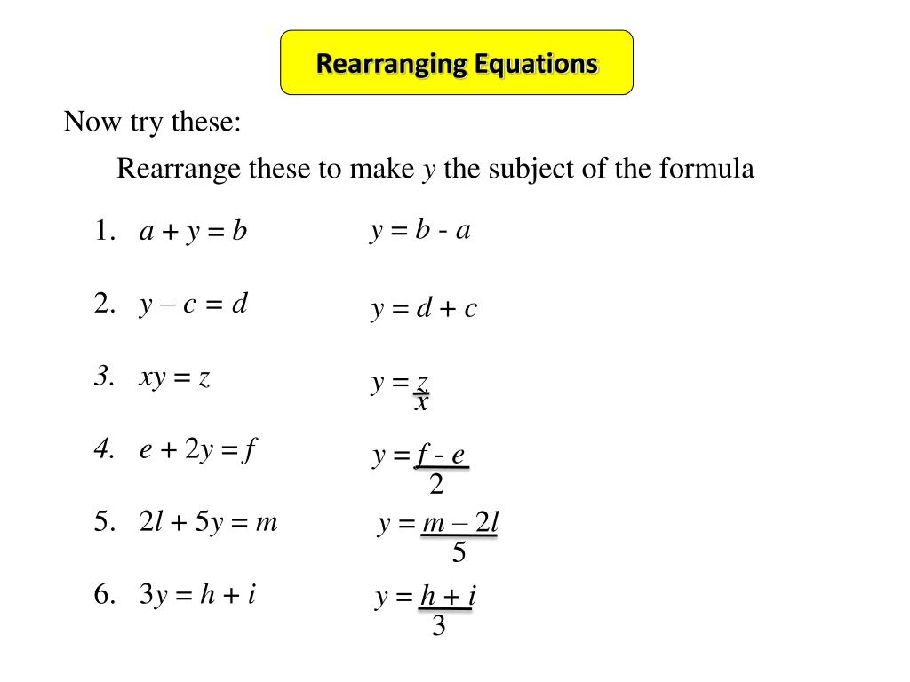 PPT Rearranging Equations PowerPoint Presentation, free download ID