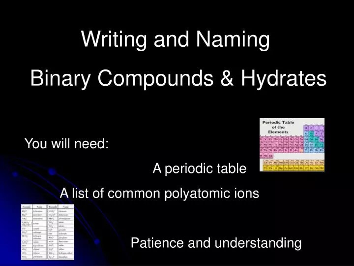 PPT Writing and Naming Binary Compounds & Hydrates PowerPoint