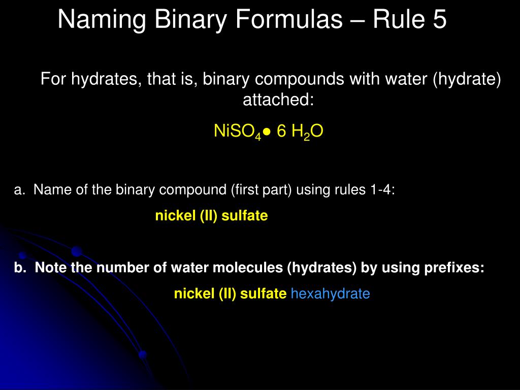 PPT Writing and Naming Binary Compounds & Hydrates PowerPoint