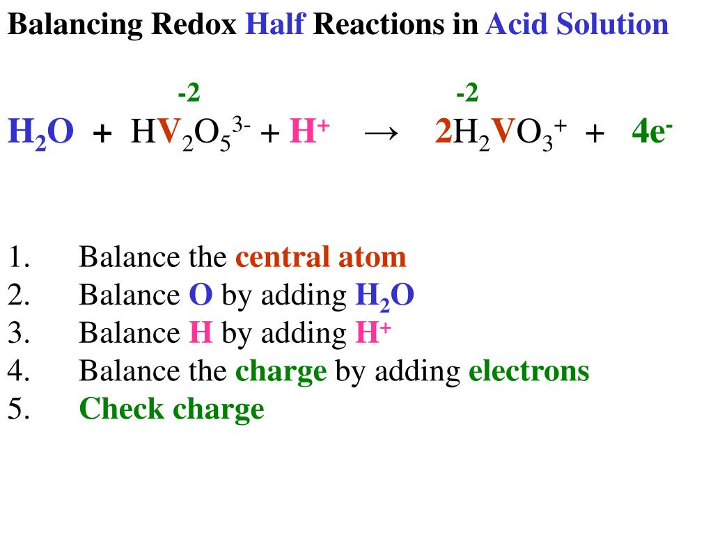 PPT Electrochemistry Lesson 5 Balancing Half Reactions PowerPoint