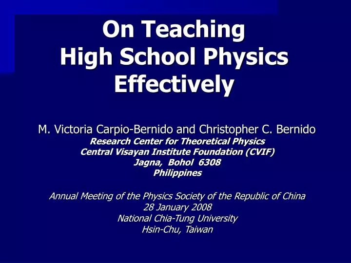 PPT On Teaching High School Physics Effectively PowerPoint