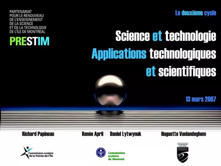 PPT Le deuxième cycle Science et technologie Applications
