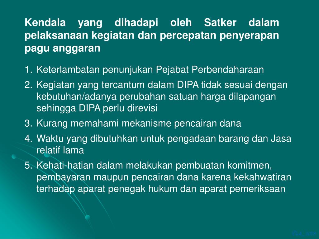 PPT PELAKSANAAN ANGGARAN dan permasalahan pencairan dana PowerPoint