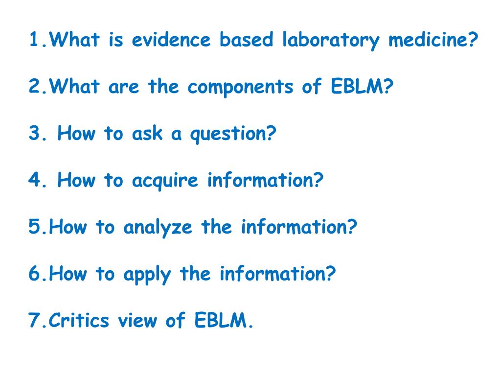 PPT EVIDENCE BASED LABORATORY MEDICINE PowerPoint Presentation, free
