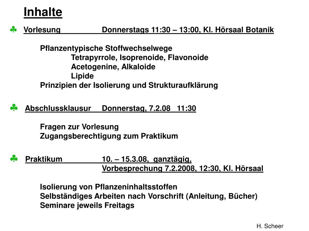 PPT Phytochemie P. Braun / H. Scheer WS 2007 / 2008