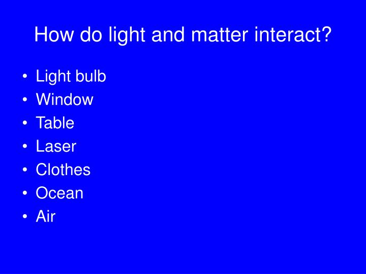 How Does Light Interact With Matter 5 Ways at Angie Casarez blog