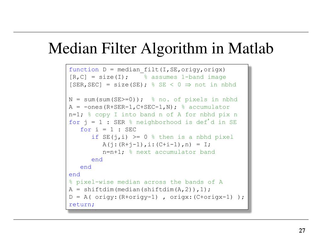 Median filter matlab source code