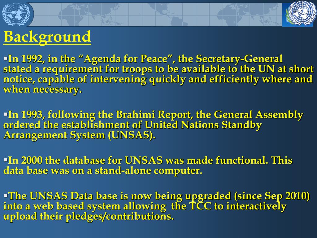 PPT UNITED NATIONS STANDBY ARRANGEMENTS SYSTEM (UNSAS) PowerPoint