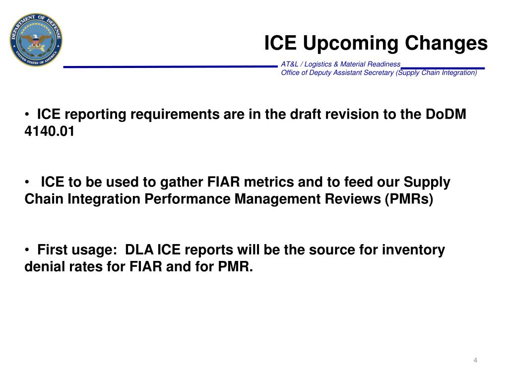 PPT Inventory Control Effectiveness (ICE) Reporting Requirements
