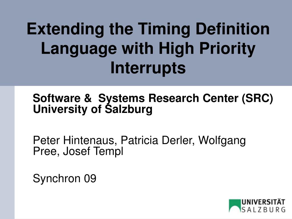 PPT Extending the Timing Definition Language with High Priority