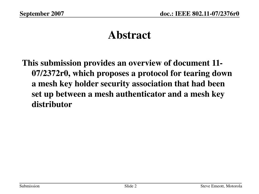 PPT Overview of Key Holder Security Association Teardown Mechanism